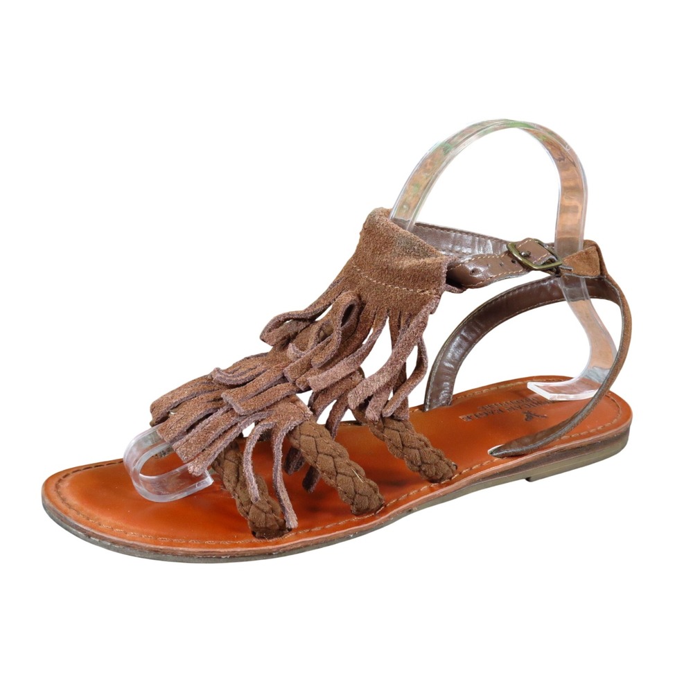 American Eagle Outfitters Boho Chic Fringe Womens Gladiator Sandal 7 Brown